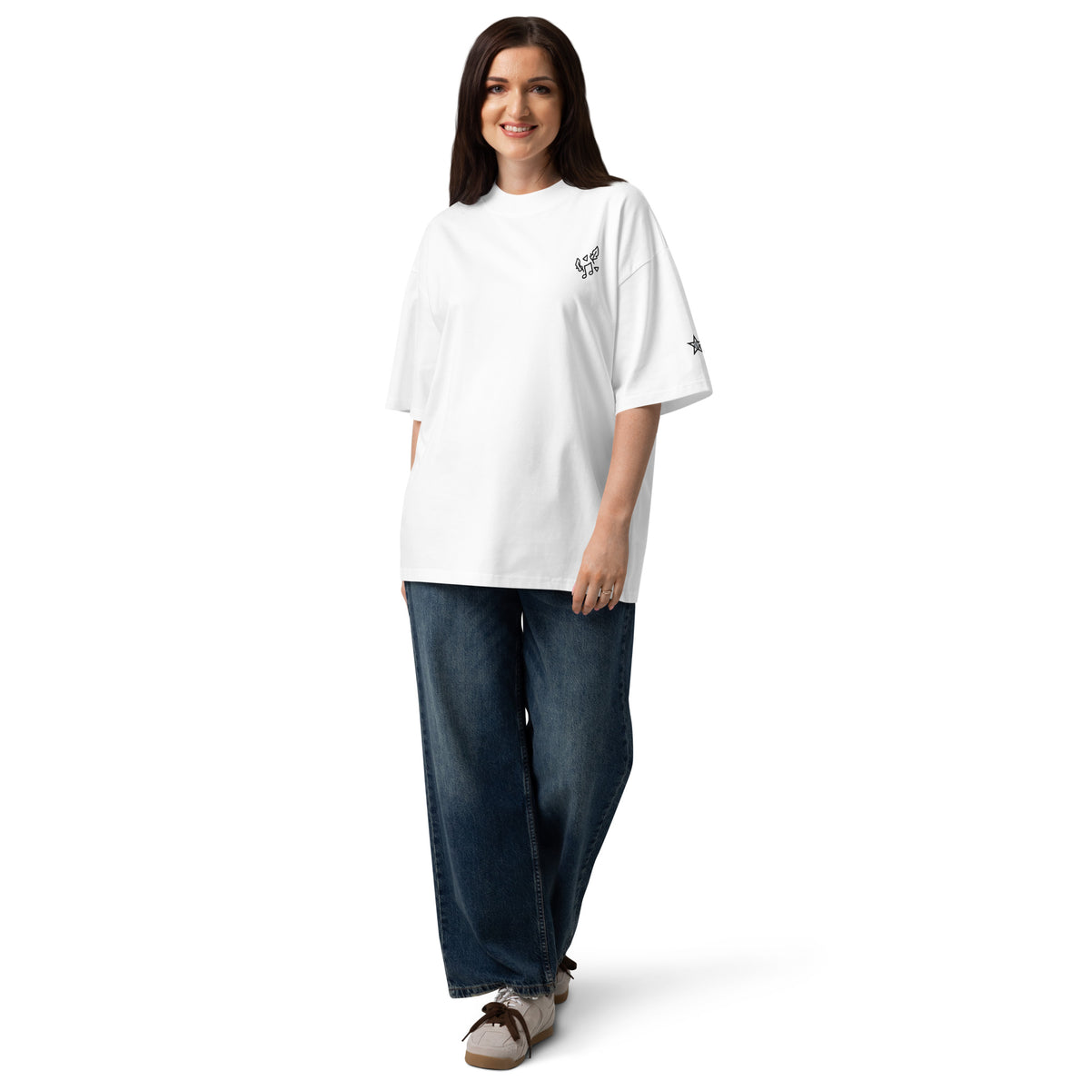 Product mockup organic oversized high neck t-shirt