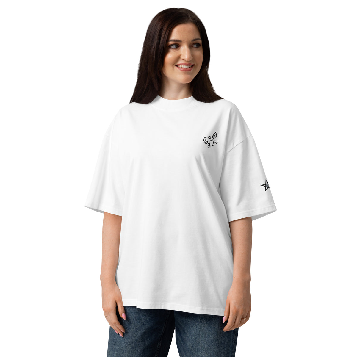 Product mockup organic oversized high neck t-shirt